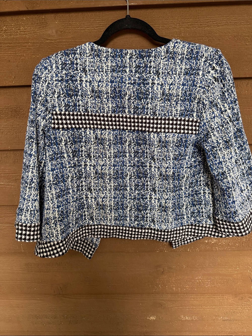 CAbi Blue, White & Black Tweed Shell with Black Trim - Picture 5 of 5